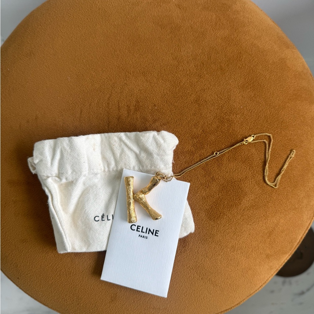 Celine Gold 'K' Pendant Necklace